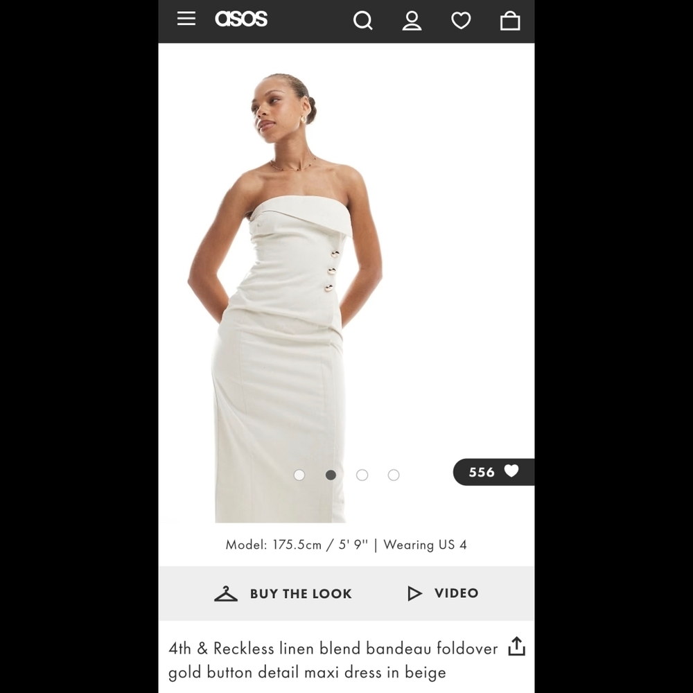NOT FOR SALE! ISO: 4TH & RECKLESS LINEN BLEND BANDEAU GOLD BUTTON MAXI DRESS